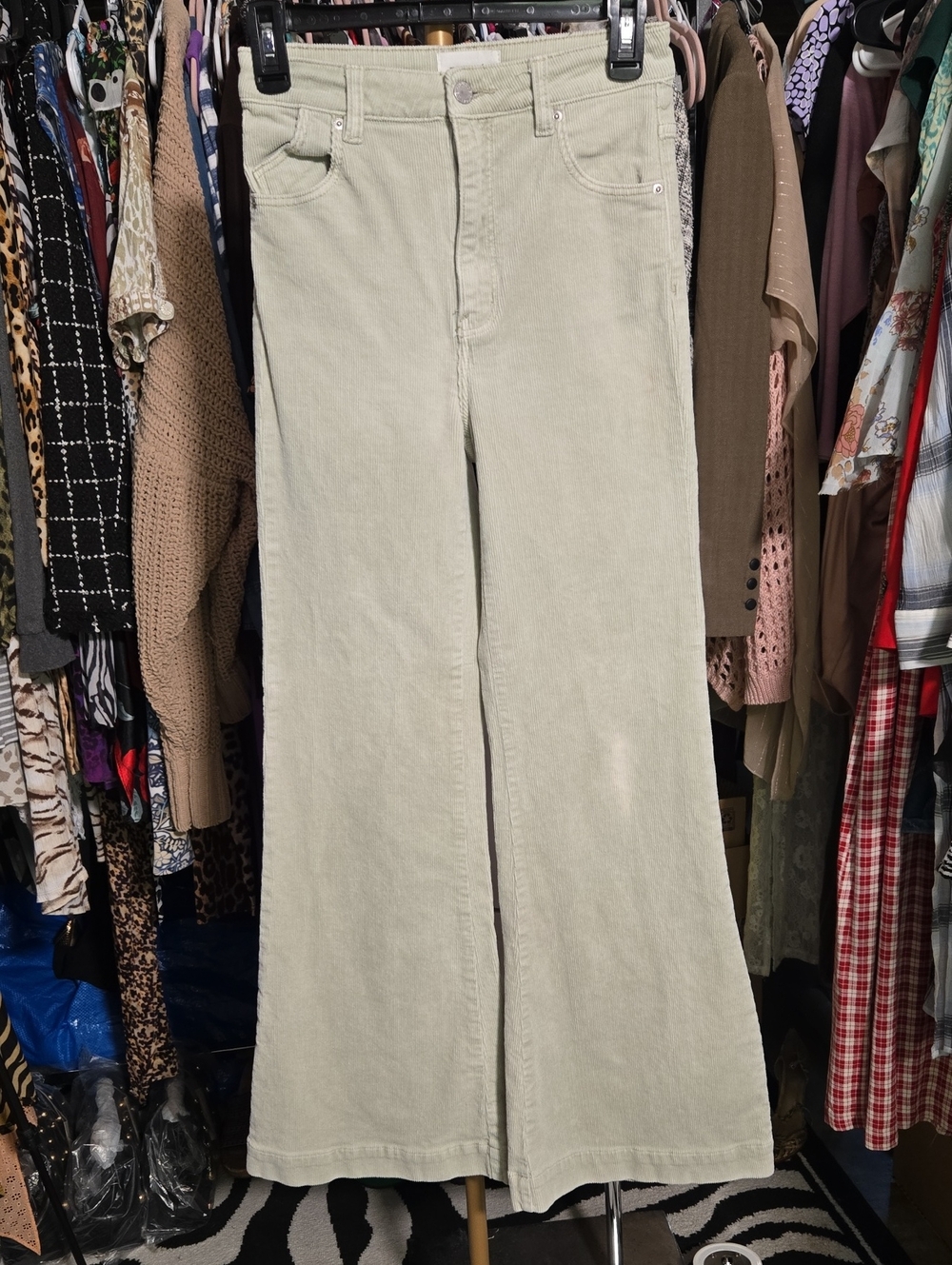 ROLLA'S Light Sage Green Wide-Leg Corduroy Pants